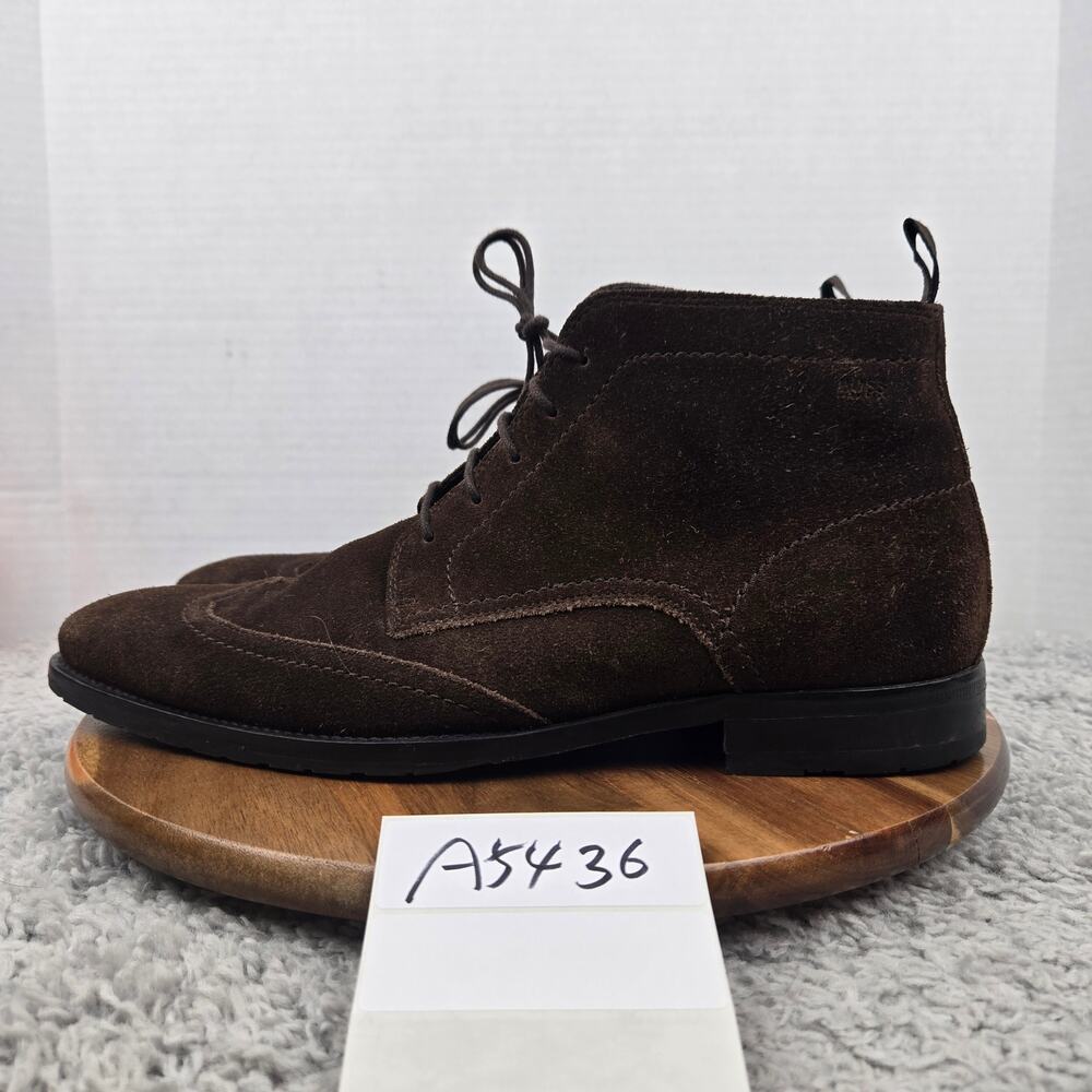 Hugo Boss Mens 10 Brown Suede Leather Wingtip Casual Office Chukka Dress Boots